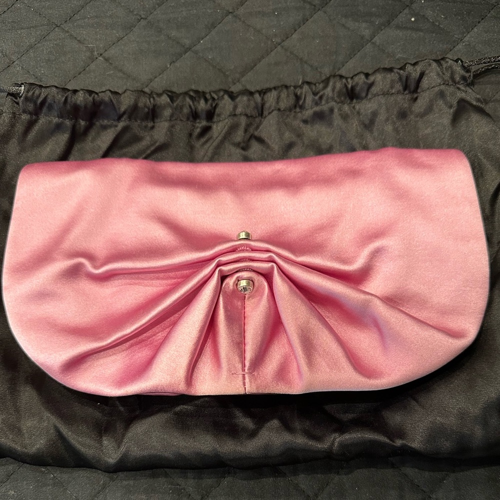 Yves Saint Laurent Pink Satin Evening Clutch (Vintage) - Picture 1 of 10